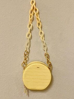 JW PEI Lemon Yellow Croc-Embossed Round Shoulder Bag